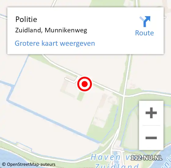 Locatie op kaart van de 112 melding: Politie Zuidland, Munnikenweg op 18 september 2022 09:56