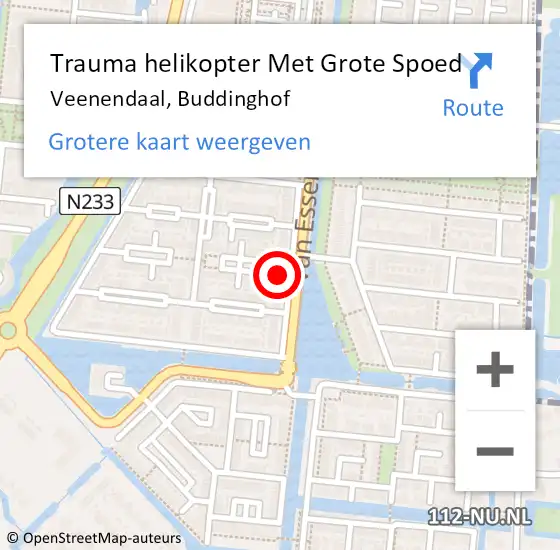 Locatie op kaart van de 112 melding: Trauma helikopter Met Grote Spoed Naar Veenendaal, Buddinghof op 18 september 2022 10:25