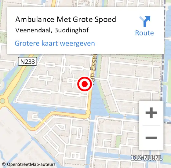 Locatie op kaart van de 112 melding: Ambulance Met Grote Spoed Naar Veenendaal, Buddinghof op 18 september 2022 10:26