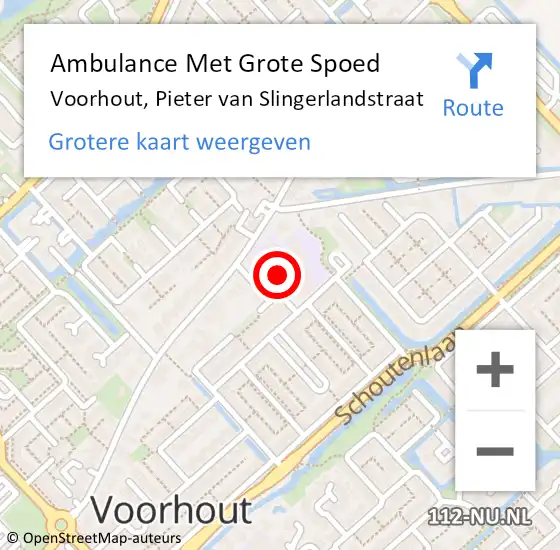 Locatie op kaart van de 112 melding: Ambulance Met Grote Spoed Naar Voorhout, Pieter van Slingerlandstraat op 18 september 2022 11:17