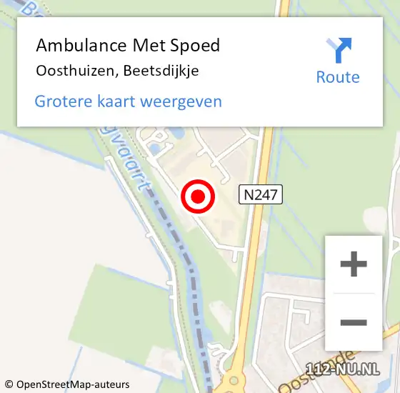 Locatie op kaart van de 112 melding: Ambulance Met Spoed Naar Oosthuizen, Beetsdijkje op 18 september 2022 11:30