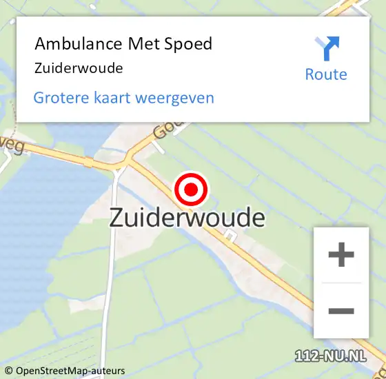 Locatie op kaart van de 112 melding: Ambulance Met Spoed Naar Zuiderwoude op 18 september 2022 11:42