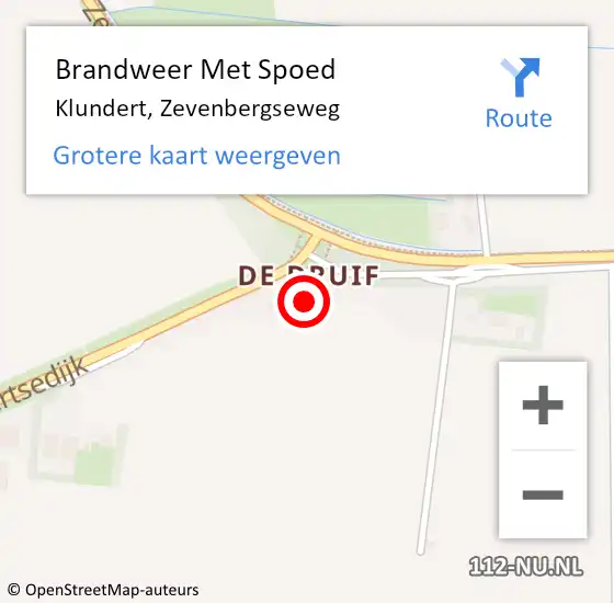Locatie op kaart van de 112 melding: Brandweer Met Spoed Naar Klundert, Zevenbergseweg op 18 september 2022 12:35