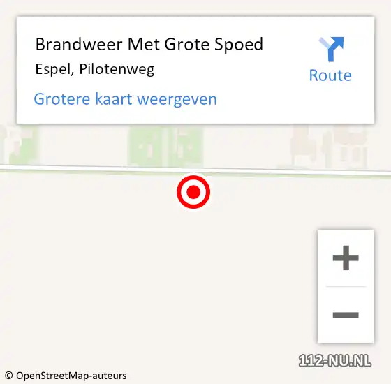 Locatie op kaart van de 112 melding: Brandweer Met Grote Spoed Naar Espel, Pilotenweg op 18 september 2022 13:05