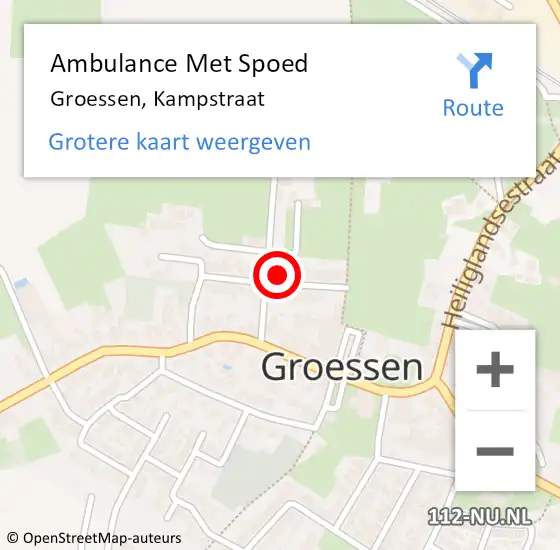 Locatie op kaart van de 112 melding: Ambulance Met Spoed Naar Groessen, Kampstraat op 18 september 2022 13:08