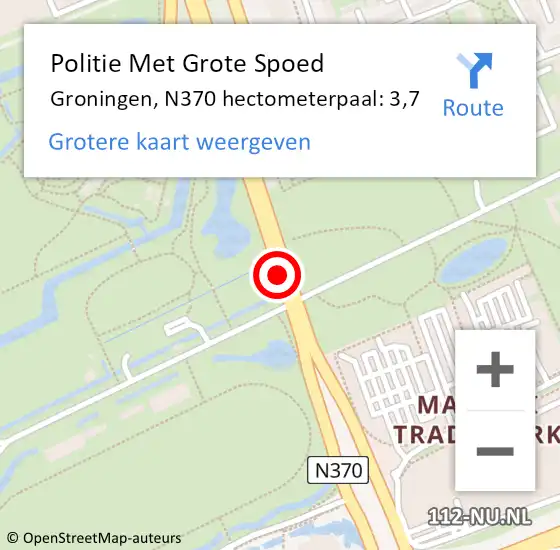 Locatie op kaart van de 112 melding: Politie Met Grote Spoed Naar Appingedam, N370 hectometerpaal: 3,7 op 18 september 2022 13:53