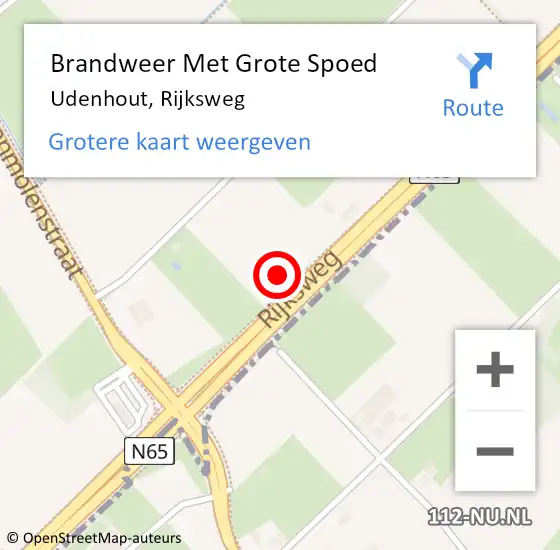 Locatie op kaart van de 112 melding: Brandweer Met Grote Spoed Naar Udenhout, Rijksweg op 18 september 2022 14:00