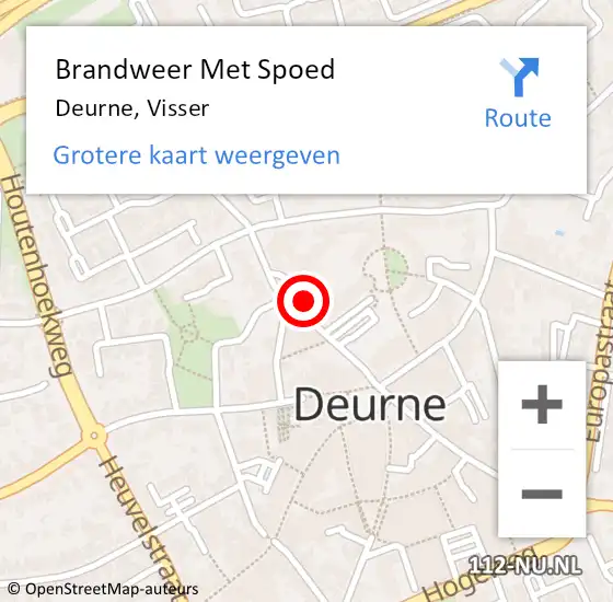 Locatie op kaart van de 112 melding: Brandweer Met Spoed Naar Deurne, Visser op 18 september 2022 14:09