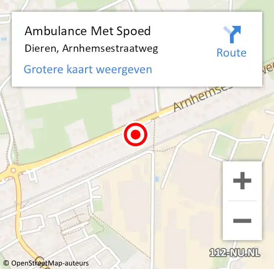 Locatie op kaart van de 112 melding: Ambulance Met Spoed Naar Dieren, Arnhemsestraatweg op 18 september 2022 14:25