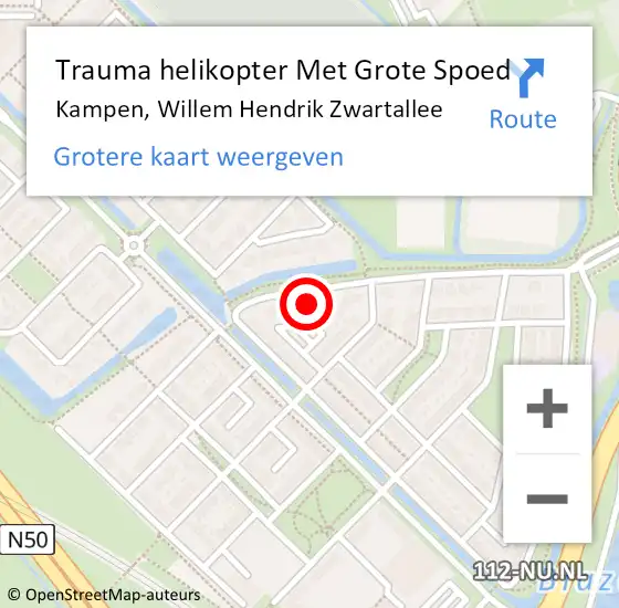 Locatie op kaart van de 112 melding: Trauma helikopter Met Grote Spoed Naar Kampen, Willem Hendrik Zwartallee op 18 september 2022 14:59