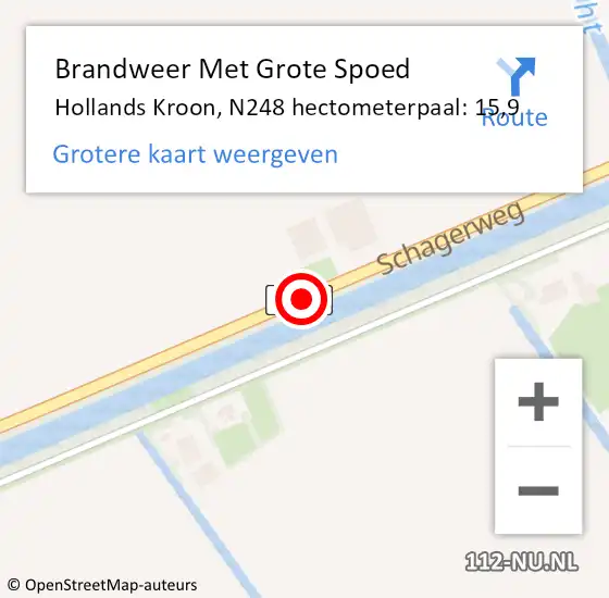 Locatie op kaart van de 112 melding: Brandweer Met Grote Spoed Naar Hollands Kroon, N248 hectometerpaal: 15,9 op 18 september 2022 15:15