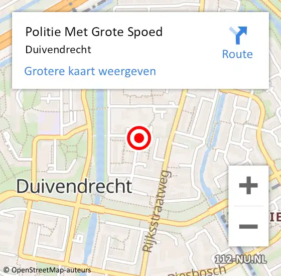 Locatie op kaart van de 112 melding: Politie Met Grote Spoed Naar Duivendrecht op 18 september 2022 15:36