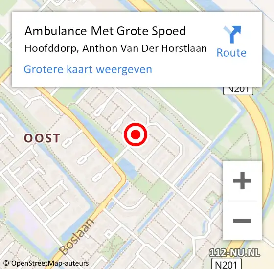 Locatie op kaart van de 112 melding: Ambulance Met Grote Spoed Naar Hoofddorp, Anthon Van Der Horstlaan op 29 juli 2014 17:03