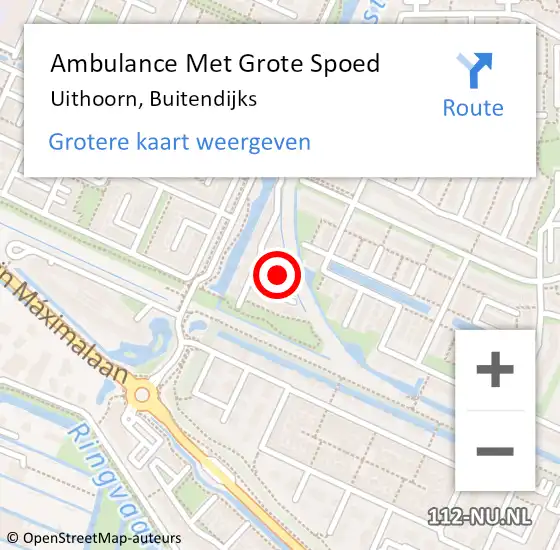 Locatie op kaart van de 112 melding: Ambulance Met Grote Spoed Naar Uithoorn, Buitendijks op 18 september 2022 16:09