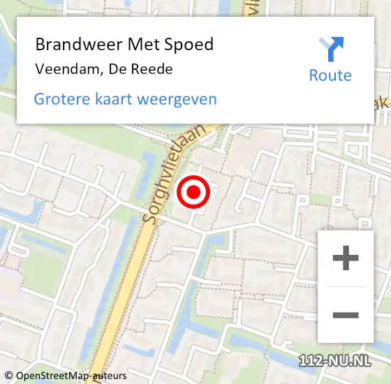 Locatie op kaart van de 112 melding: Brandweer Met Spoed Naar Veendam, De Reede op 18 september 2022 16:15