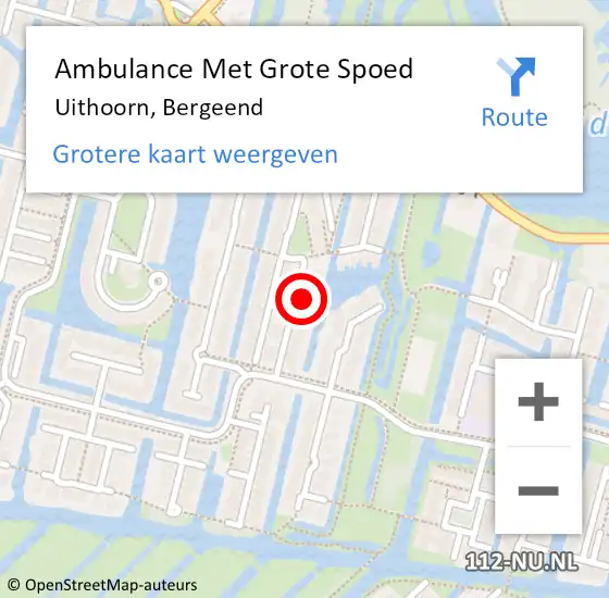 Locatie op kaart van de 112 melding: Ambulance Met Grote Spoed Naar Uithoorn, Bergeend op 18 september 2022 16:30