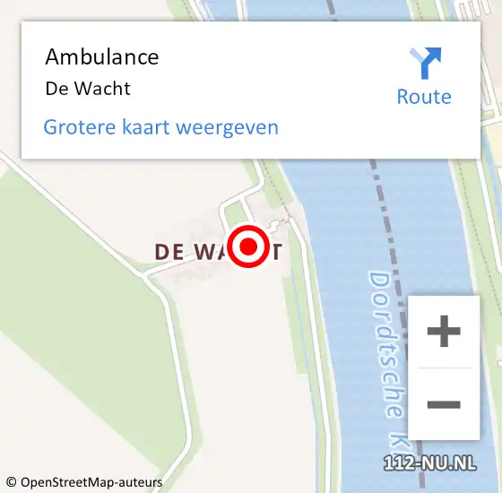 Locatie op kaart van de 112 melding: Ambulance De Wacht op 18 september 2022 16:39