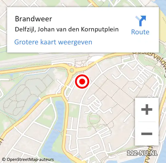 Locatie op kaart van de 112 melding: Brandweer Delfzijl, Johan van den Kornputplein op 18 september 2022 16:40