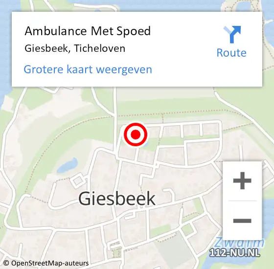 Locatie op kaart van de 112 melding: Ambulance Met Spoed Naar Giesbeek, Ticheloven op 18 september 2022 16:43