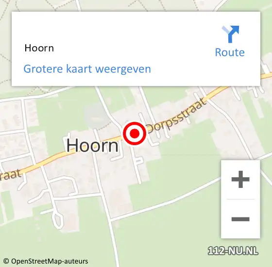 Locatie op kaart van de 112 melding:  Hoorn op 18 september 2022 16:55