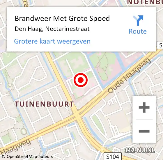 Locatie op kaart van de 112 melding: Brandweer Met Grote Spoed Naar Den Haag, Nectarinestraat op 18 september 2022 17:13