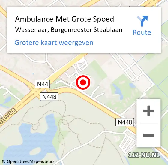 Locatie op kaart van de 112 melding: Ambulance Met Grote Spoed Naar Wassenaar, Burgemeester Staablaan op 18 september 2022 17:14