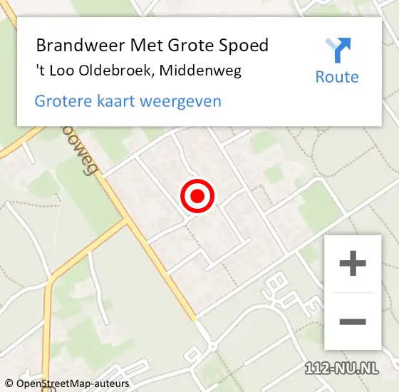 Locatie op kaart van de 112 melding: Brandweer Met Grote Spoed Naar 't Loo Oldebroek, Middenweg op 18 september 2022 17:15