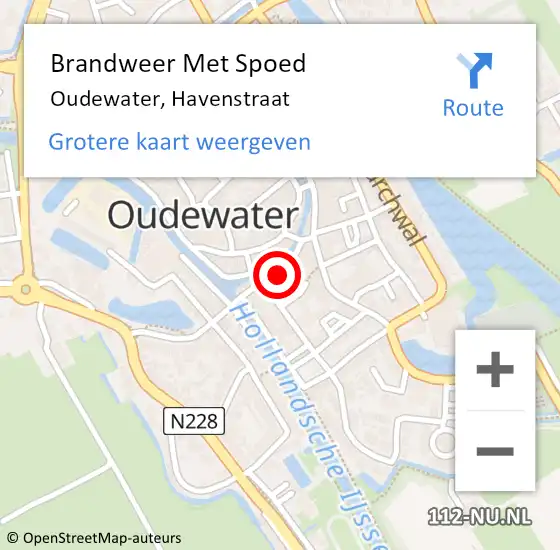 Locatie op kaart van de 112 melding: Brandweer Met Spoed Naar Oudewater, Havenstraat op 18 september 2022 17:41