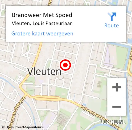 Locatie op kaart van de 112 melding: Brandweer Met Spoed Naar Vleuten, Louis Pasteurlaan op 18 september 2022 17:54