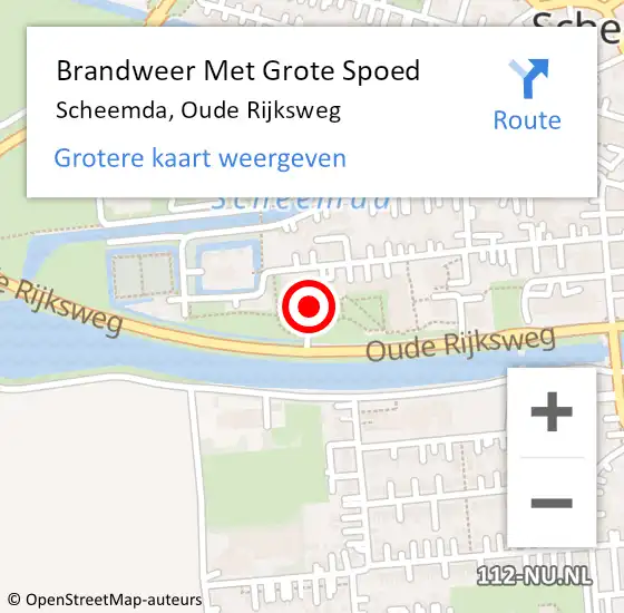 Locatie op kaart van de 112 melding: Brandweer Met Grote Spoed Naar Scheemda, Oude Rijksweg op 18 september 2022 18:01