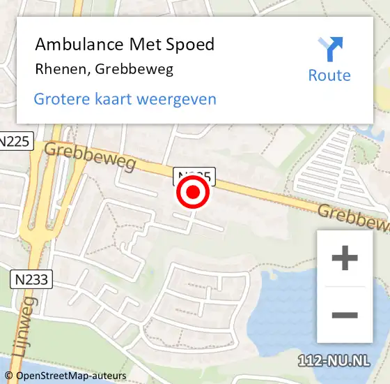 Locatie op kaart van de 112 melding: Ambulance Met Spoed Naar Rhenen, Grebbeweg op 18 september 2022 18:28