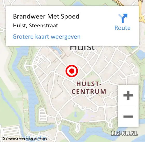 Locatie op kaart van de 112 melding: Brandweer Met Spoed Naar Hulst, Steenstraat op 18 september 2022 18:43