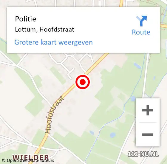 Locatie op kaart van de 112 melding: Politie Lottum, Hoofdstraat op 18 september 2022 18:51