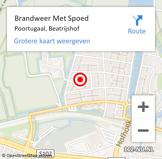 Locatie op kaart van de 112 melding: Brandweer Met Spoed Naar Poortugaal, Beatrijshof op 18 september 2022 19:01