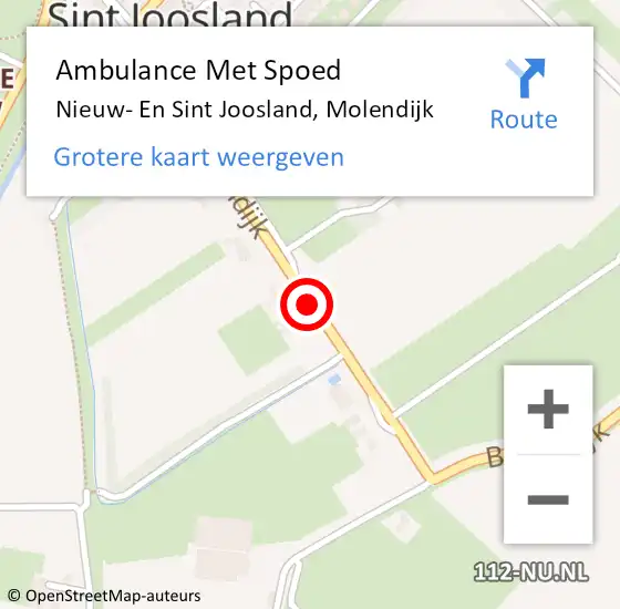 Locatie op kaart van de 112 melding: Ambulance Met Spoed Naar Nieuw- En Sint Joosland, Molendijk op 29 juli 2014 17:16