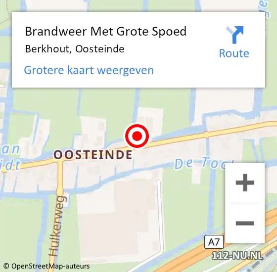 Locatie op kaart van de 112 melding: Brandweer Met Grote Spoed Naar Berkhout, Oosteinde op 18 september 2022 19:11