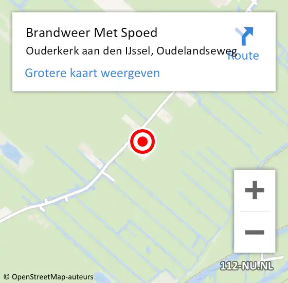 Locatie op kaart van de 112 melding: Brandweer Met Spoed Naar Ouderkerk aan den IJssel, Oudelandseweg op 18 september 2022 19:17