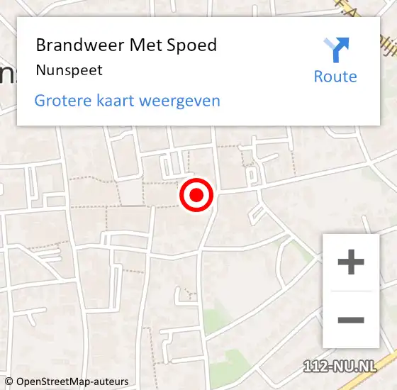 Locatie op kaart van de 112 melding: Brandweer Met Spoed Naar Nunspeet op 18 september 2022 19:41