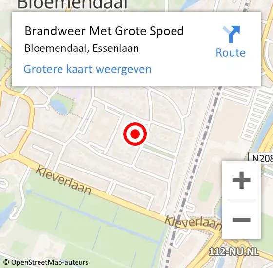 Locatie op kaart van de 112 melding: Brandweer Met Grote Spoed Naar Bloemendaal, Essenlaan op 18 september 2022 19:42