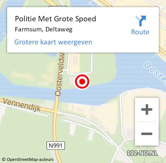Locatie op kaart van de 112 melding: Politie Met Grote Spoed Naar Farmsum, Deltaweg op 18 september 2022 20:13