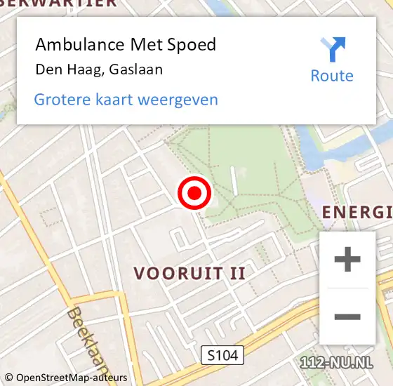 Locatie op kaart van de 112 melding: Ambulance Met Spoed Naar Den Haag, Gaslaan op 18 september 2022 20:24