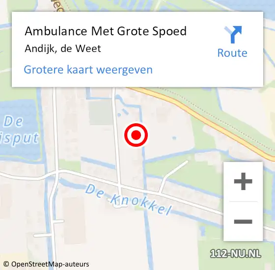 Locatie op kaart van de 112 melding: Ambulance Met Grote Spoed Naar Andijk, de Weet op 18 september 2022 20:30