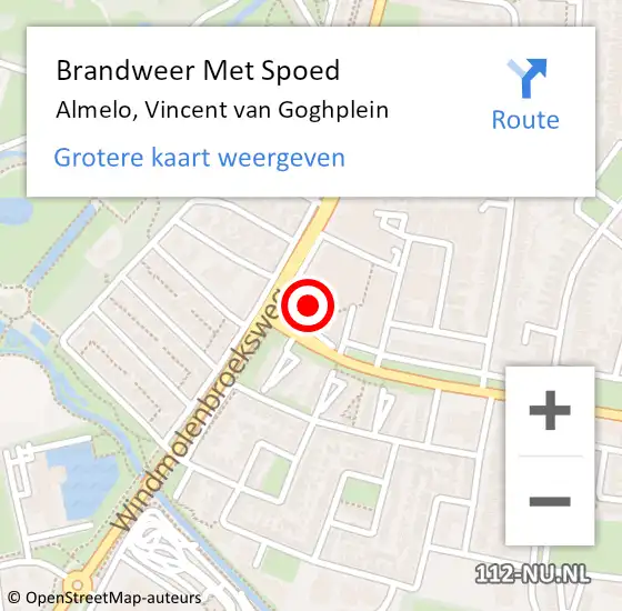 Locatie op kaart van de 112 melding: Brandweer Met Spoed Naar Almelo, Vincent van Goghplein op 18 september 2022 20:37