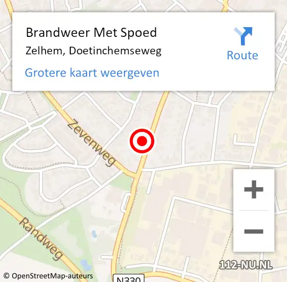 Locatie op kaart van de 112 melding: Brandweer Met Spoed Naar Zelhem, Doetinchemseweg op 18 september 2022 21:06