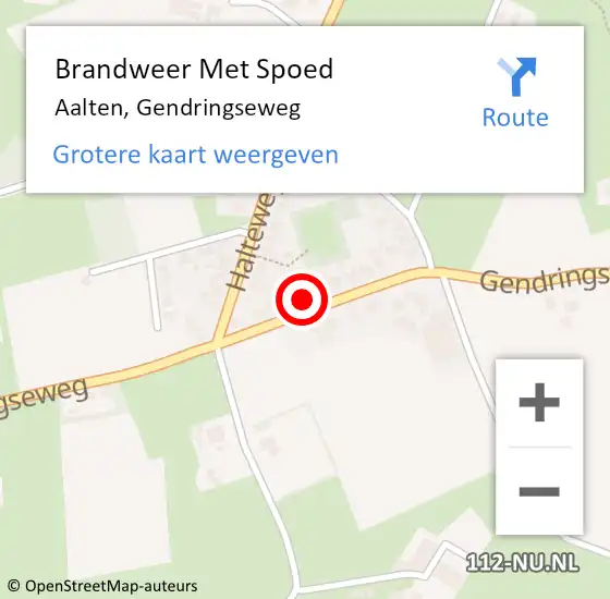 Locatie op kaart van de 112 melding: Brandweer Met Spoed Naar Aalten, Gendringseweg op 18 september 2022 21:08