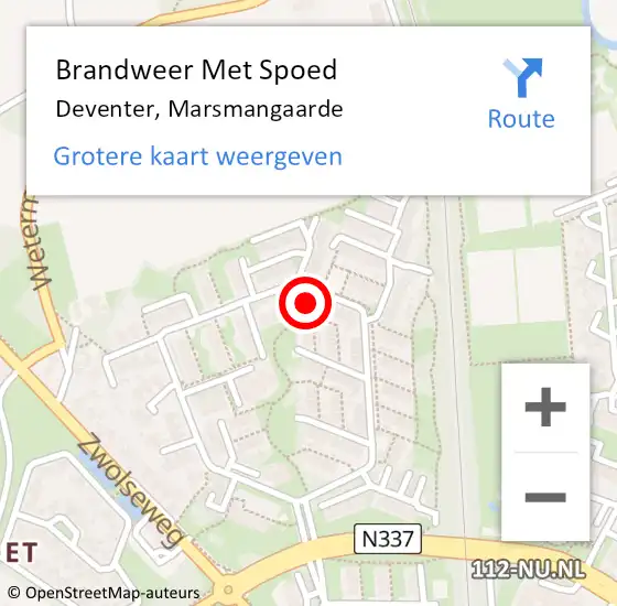 Locatie op kaart van de 112 melding: Brandweer Met Spoed Naar Deventer, Marsmangaarde op 18 september 2022 21:10