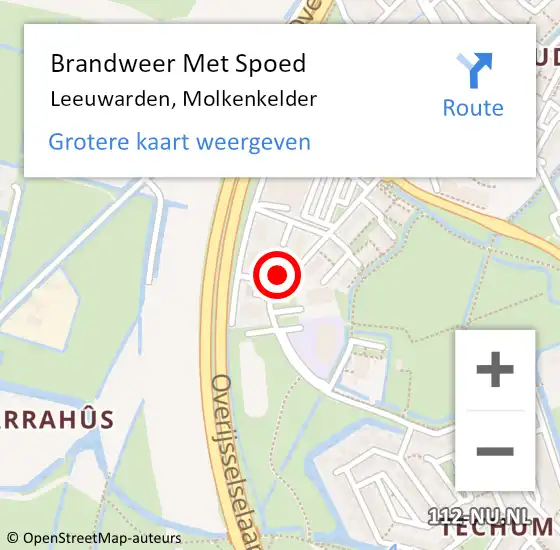 Locatie op kaart van de 112 melding: Brandweer Met Spoed Naar Leeuwarden, Molkenkelder op 18 september 2022 21:24