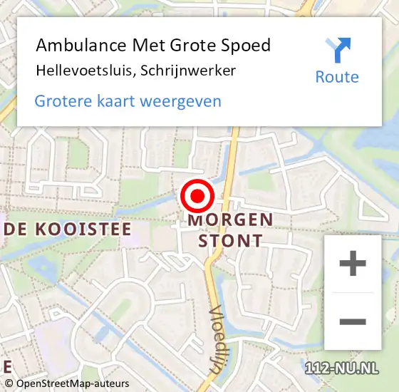 Locatie op kaart van de 112 melding: Ambulance Met Grote Spoed Naar Hellevoetsluis, Schrijnwerker op 18 september 2022 21:45