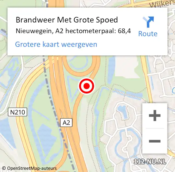 Locatie op kaart van de 112 melding: Brandweer Met Grote Spoed Naar Nieuwegein, A2 hectometerpaal: 68,4 op 18 september 2022 22:01