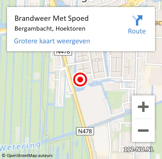 Locatie op kaart van de 112 melding: Brandweer Met Spoed Naar Bergambacht, Hoektoren op 18 september 2022 22:13